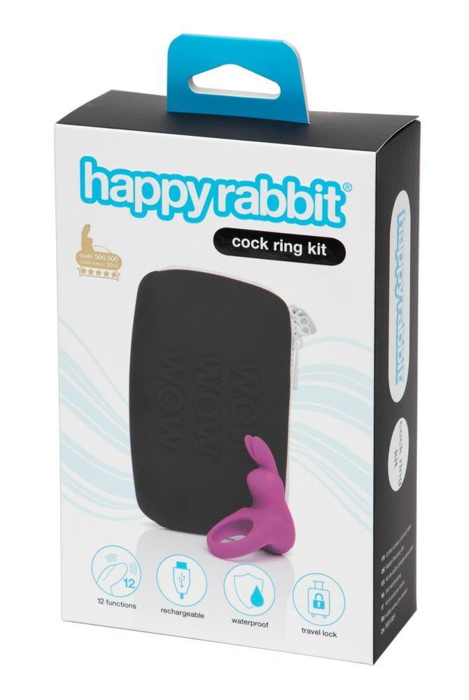 Happyrabbit Cock Kit - akkus vibrációs péniszgyűrű neszeszer (lila)