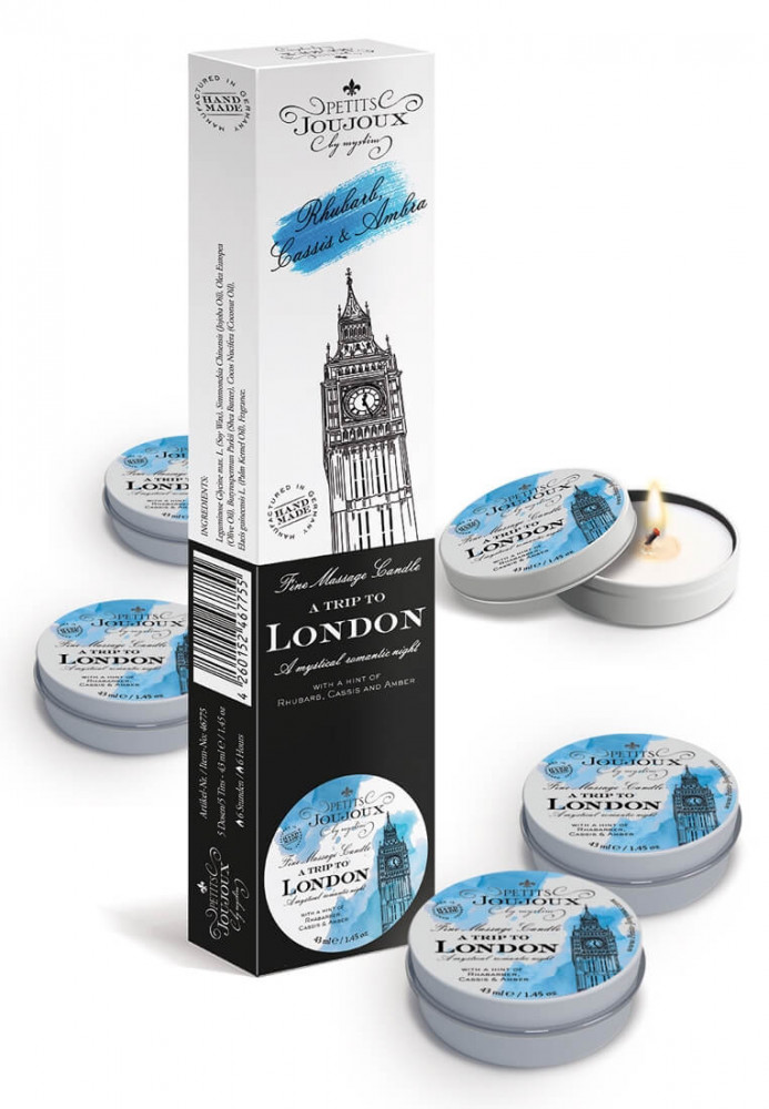 Petits Joujoux London - masszázsgyertyák - rebarbara-ámbra (5 x 43ml)