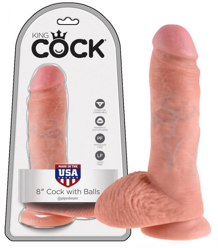 King Cock 8 herés dildó (20 cm) - natúr