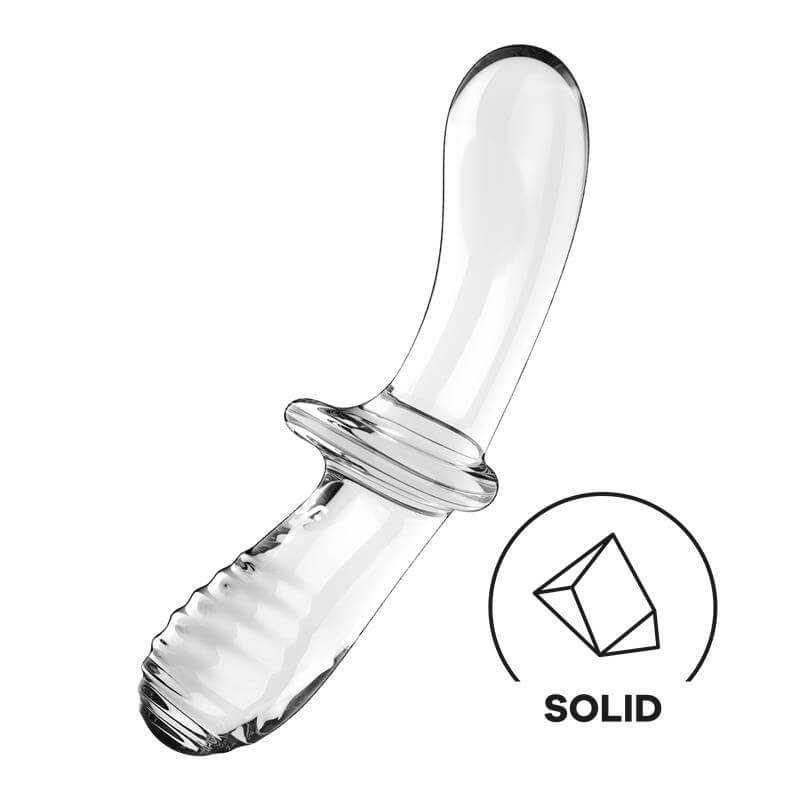 Satisfyer Double Crystal - 2 végű üveg dildó (áttetsző)