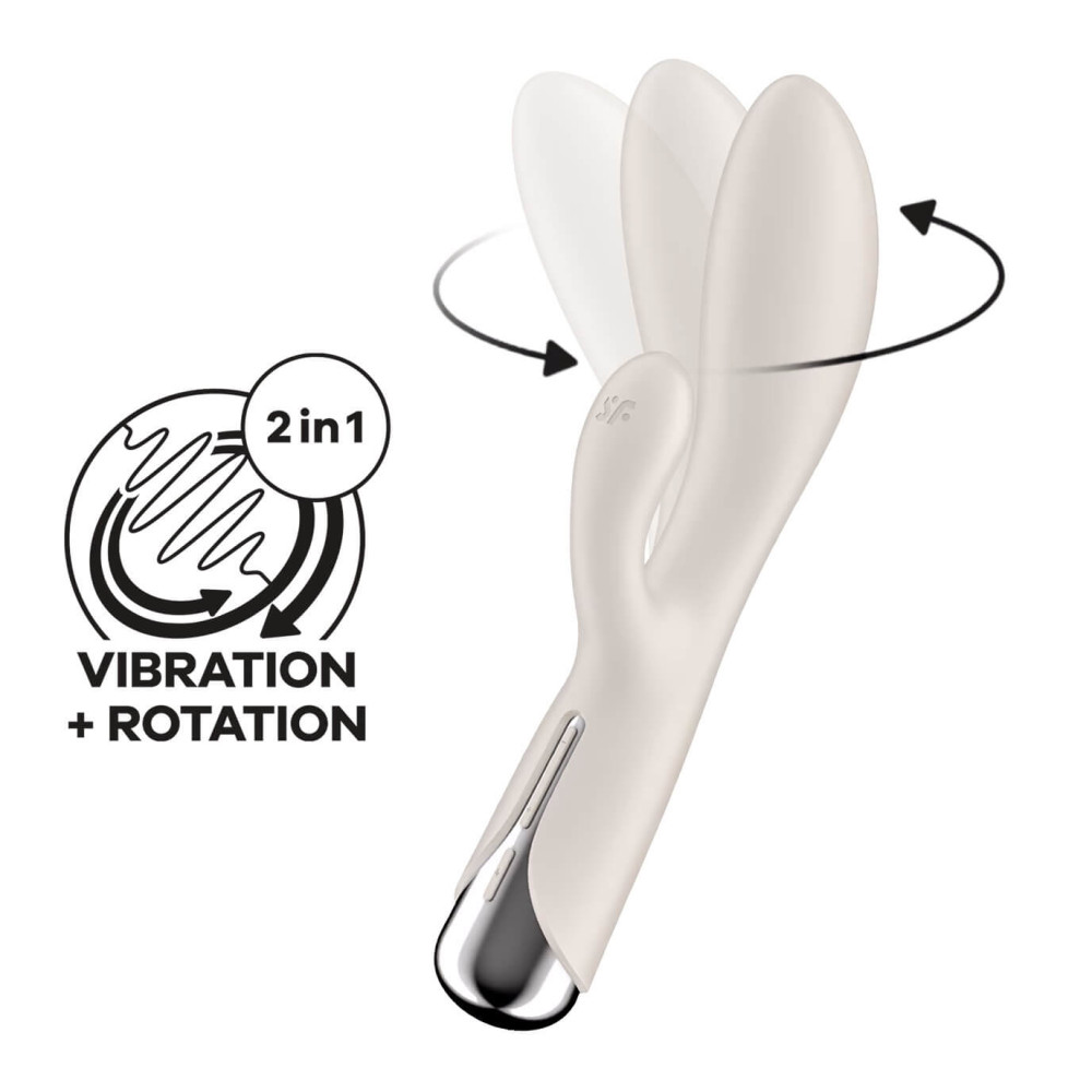 Satisfyer Spinning Rabbit 1 - forgó csiklókaros vibrátor (bézs)