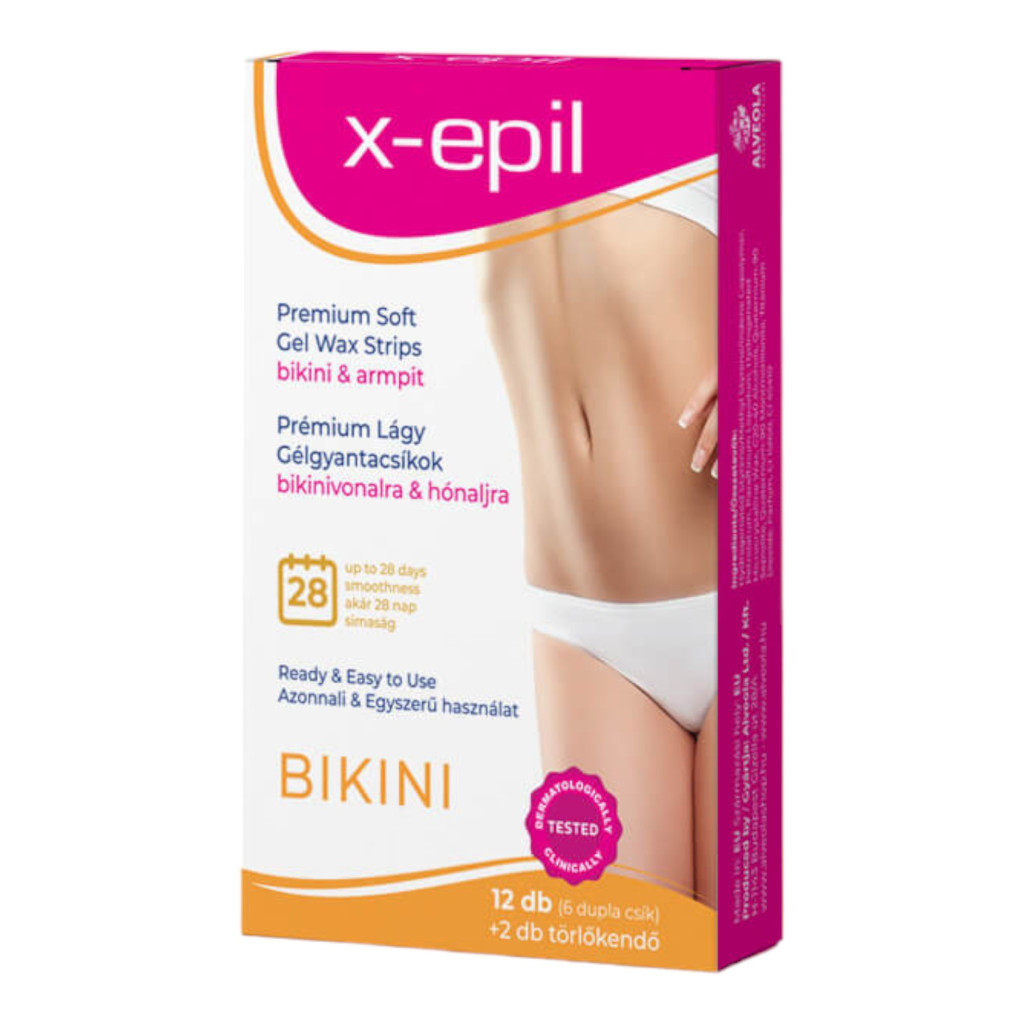 X-Epil - használatra kész prémium gélgyantacsík 12db - bikini/hónalj