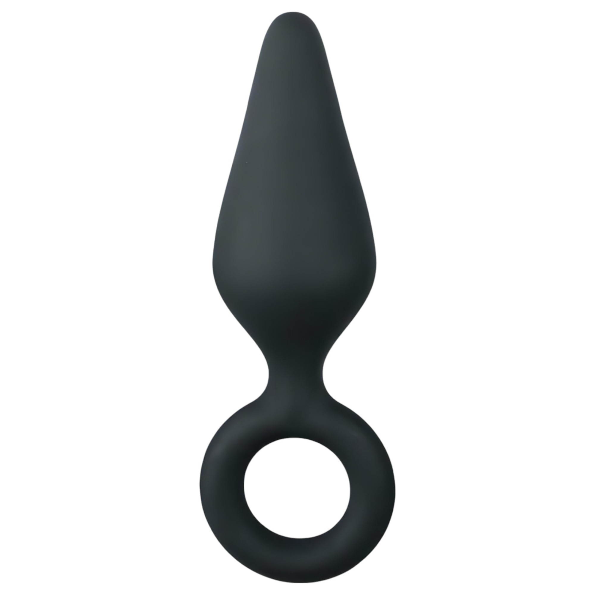 Easytoys Pointy Plug - fogógyűrűs anál dildó - közepes (fekete)